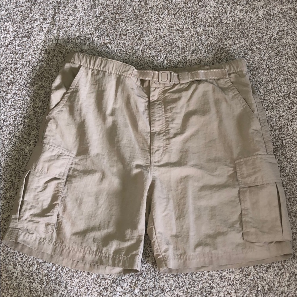 Lands End Mens Large Tan (Cargo Style) Swim Trunks